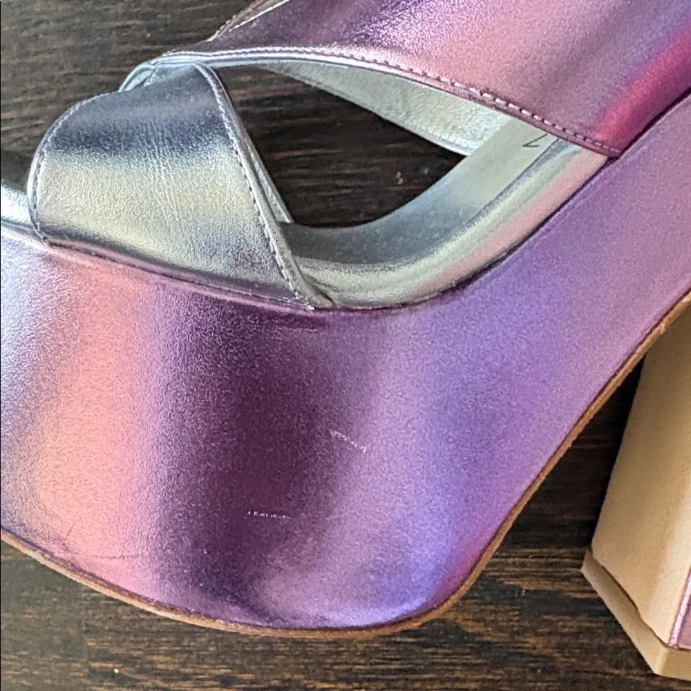 Stuart Weitzman Miami SOHIGH platform slide in Lilac metallic size 8 New - Picture 6 of 6